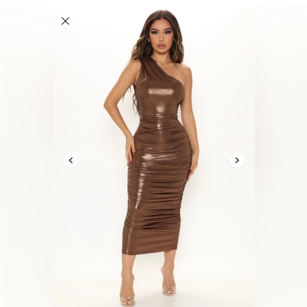 Fashion Nova | Kaelyn Metallic Midi Dress - Picture 1 of 9